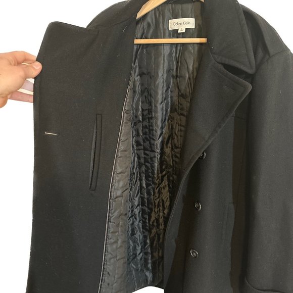Men's CALVIN KLEINWool BlendPeacoatBlackSize - L